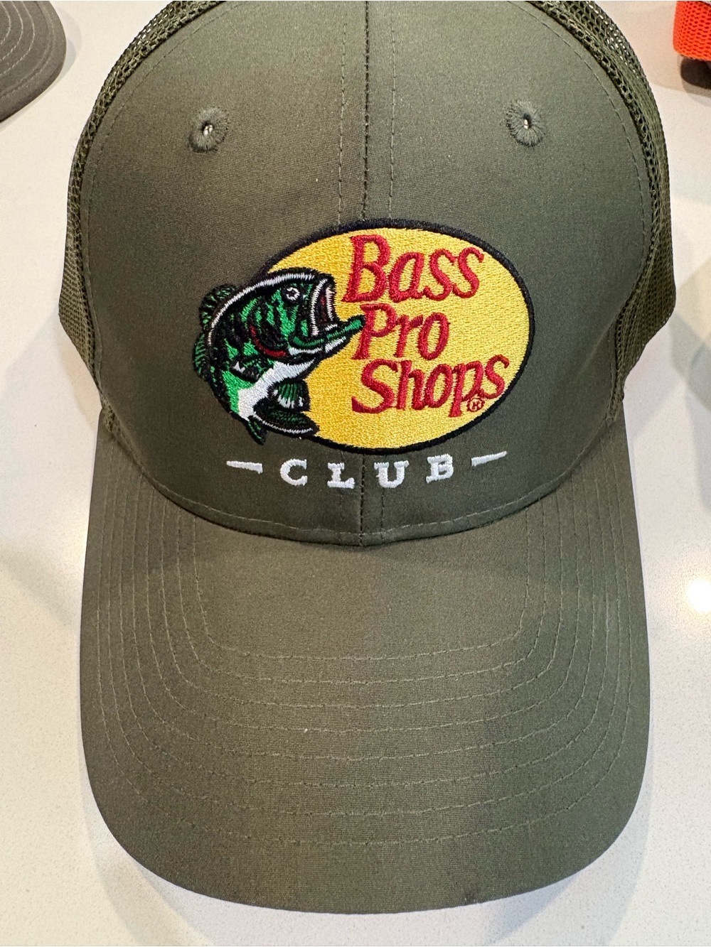 Bass Pro Shops Olive Club Logo Trucker Hat